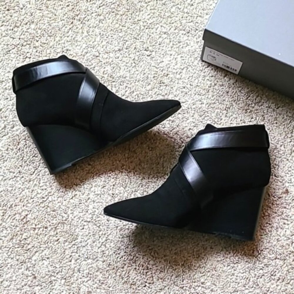 Aquatalia Tillie Suede Wedge Buckle Bootie - Weatherproof boot with box - Picture 8 of 16